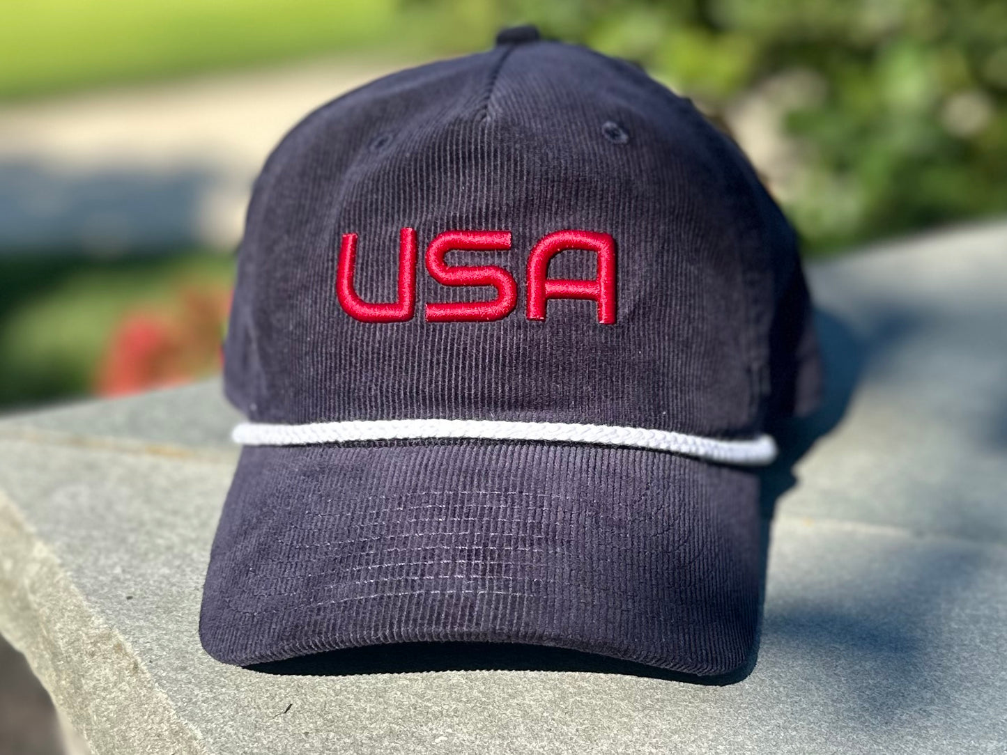 The AMERICA "USA" Classic Cord Rope Hat - AMERICA - RED Letters