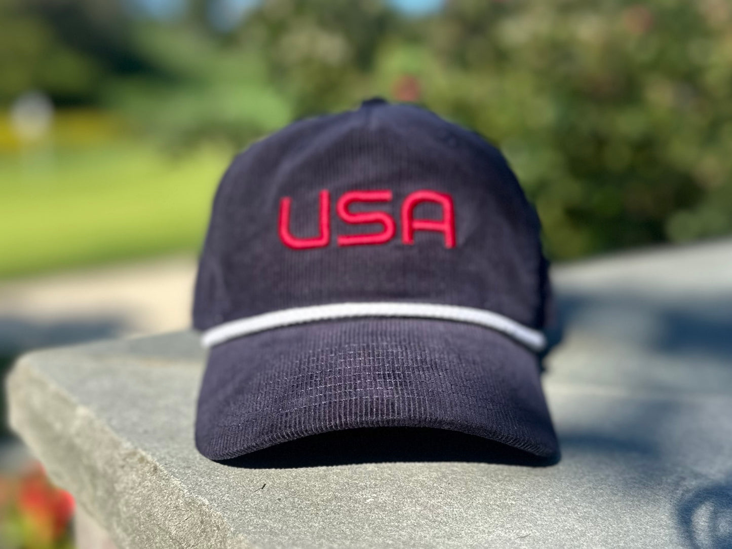 The AMERICA "USA" Classic Cord Rope Hat - AMERICA - RED Letters