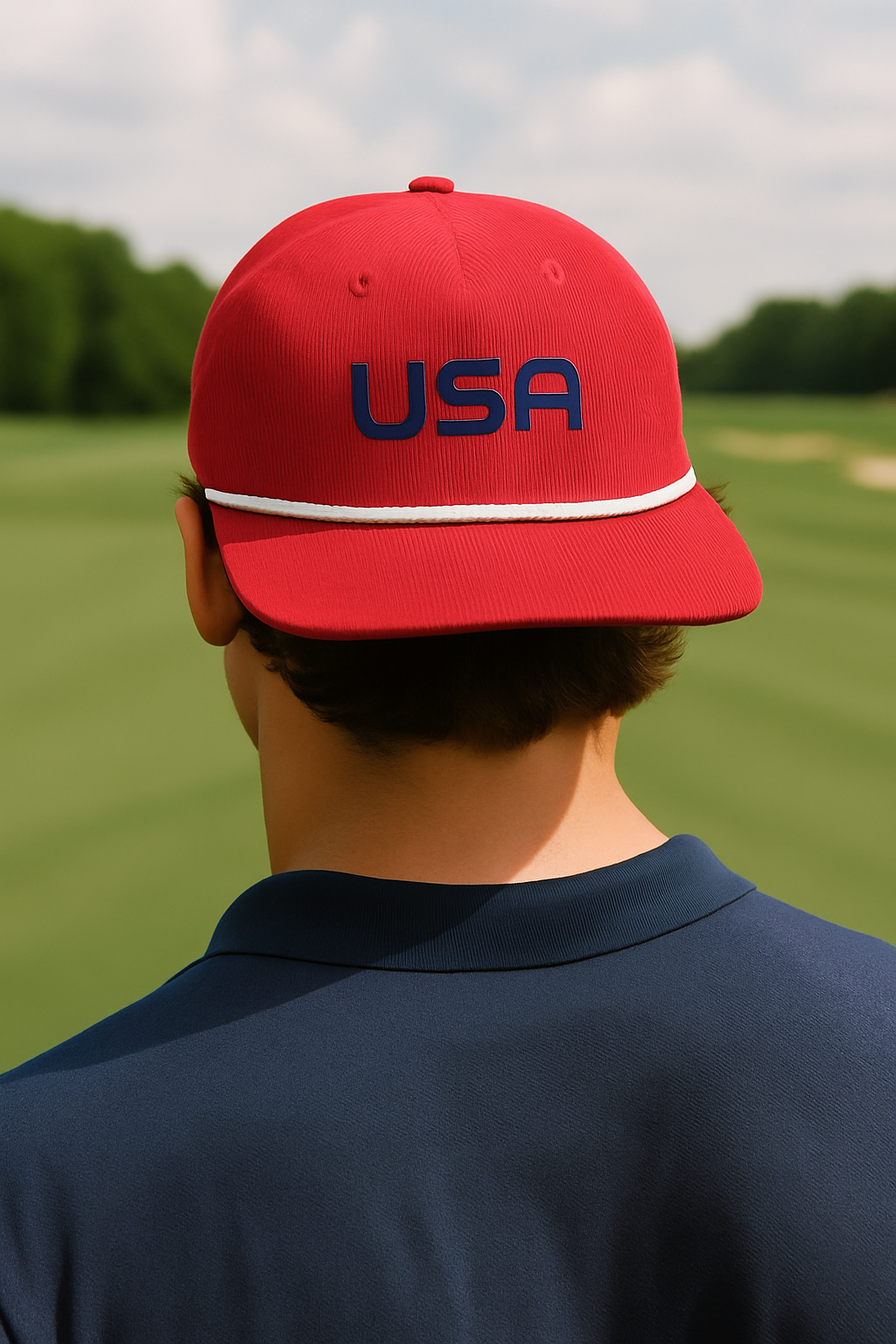 The America "USA" Classic Cord Rope Hat - USA - NAVY Letters