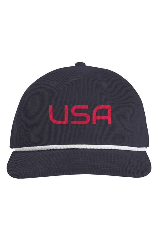 The USA Classic Cord Rope Hat - AMERICA - RED Letters